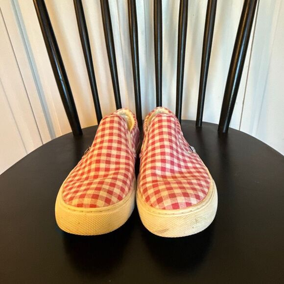 J.Crew pink gingham canvas slip on sneakers 6 - Picture 3 of 10